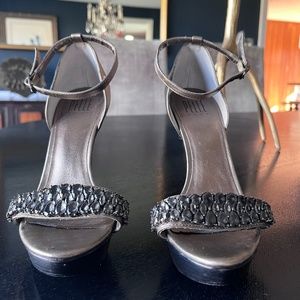 Pewter Pelle Moda Jeweled Heels.  Excellent condition.  Size 7